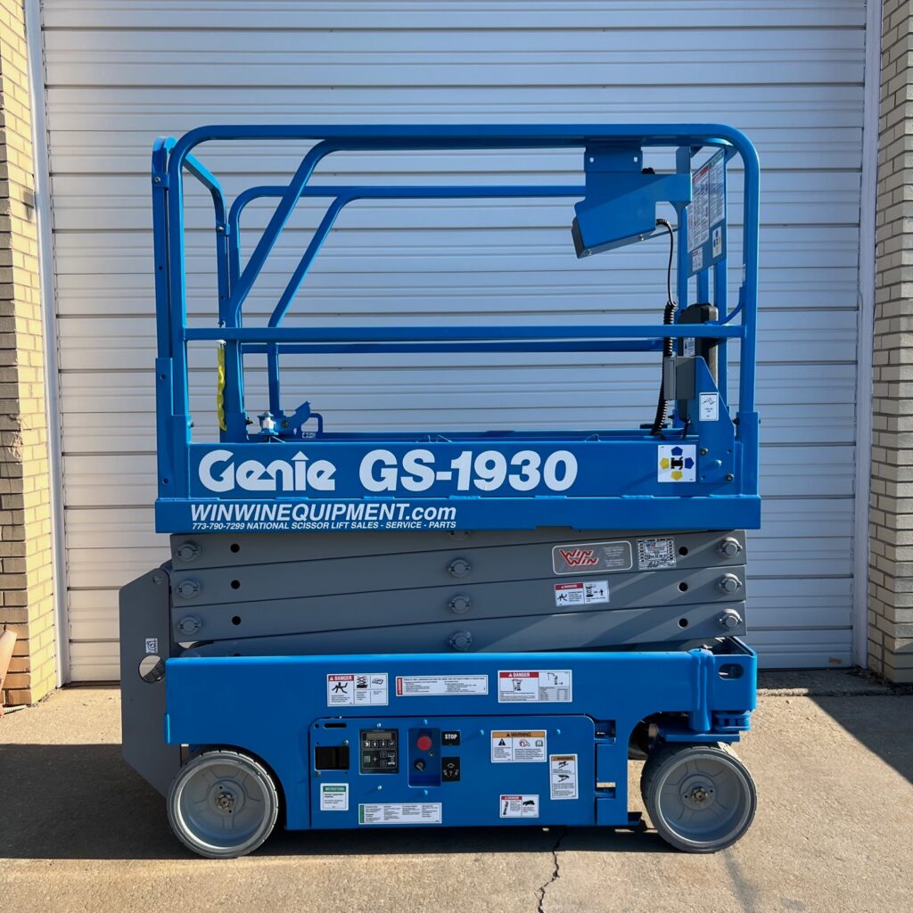 Fully refurbished Genie GS1930 electric scissor lift for sale, 19 ft 500 lbs compact indoor