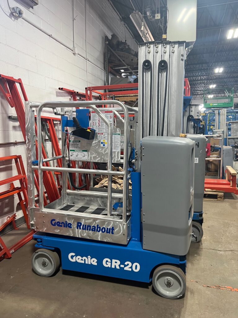 2017 Genie GR-20 refurbished electric vertical mast lift for sale, 20 ft reach