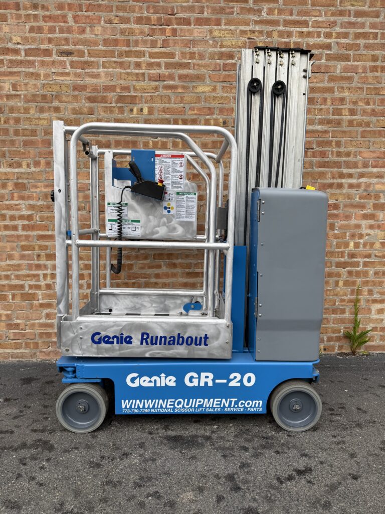 2019 Genie GR-20 refurbished electric vertical mast lift for sale, 20 ft 350 lbs