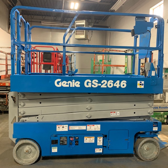 2016 Genie GS2646 refurbished electric scissor lift for sale, 26 ft wide platform